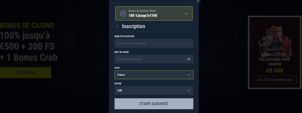 Rabona Casino bonus inscription