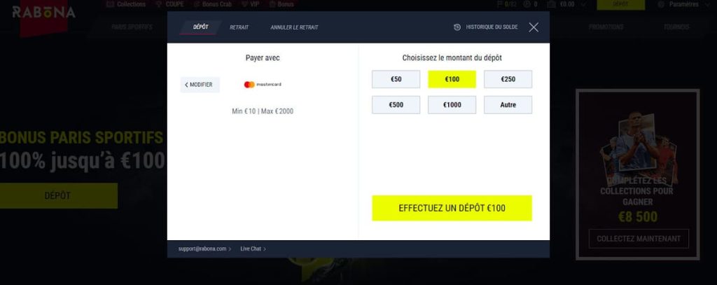 Rabona Casino dépôt