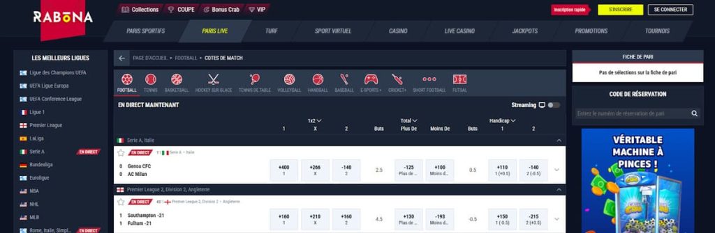 Rabona Casino paris en ligne